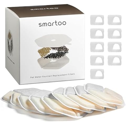 Smartoo 9 Packs Official Replacement Filters and 9 Packs Sponges for 152oz/4.5L Wireless Cat Water Fountain PTM-643 Cover