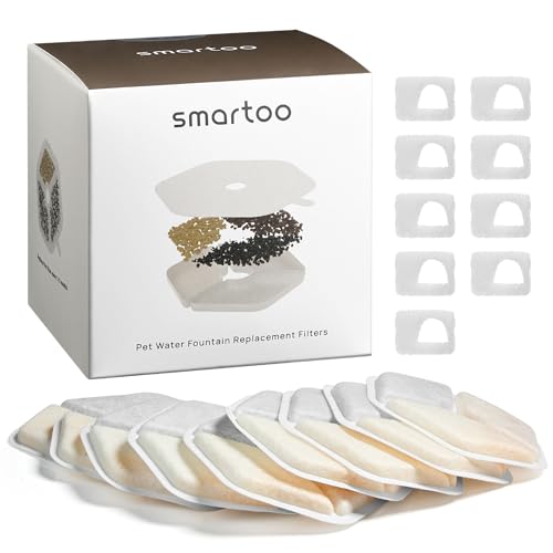 Image of Smartoo 9 Packs Official Replacement Filters and 9 Packs Sponges for 152oz/4.5L Wireless Cat Water Fountain PTM-643