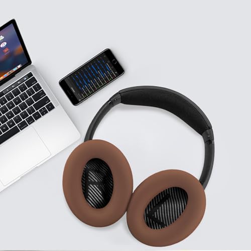 Image of SOULWIT Silicone Ear Pads Cover Protector for Bose QuietComfort QC15 QC25 QC2 QC35 QC45 /Ae2 Ae2i Ae2w /SoundTrue & SoundLink AE Headphones Cushions, Sweatproof, Easily Washable - Coffee
