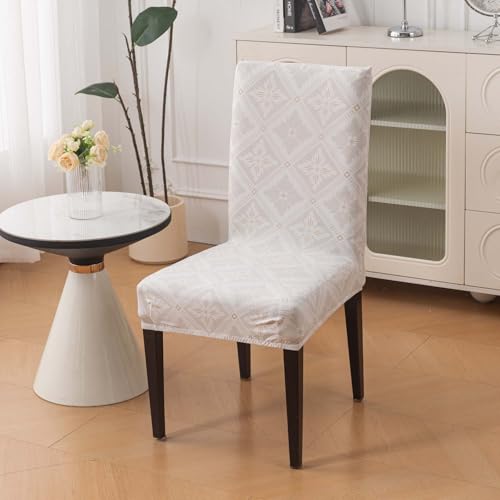 Image of House of Quirk Elastic Chair Cover Stretch Removable Washable Short Dining Chair Cover Protector Seat Slipcover (Pack of 2, Desert Ikat)