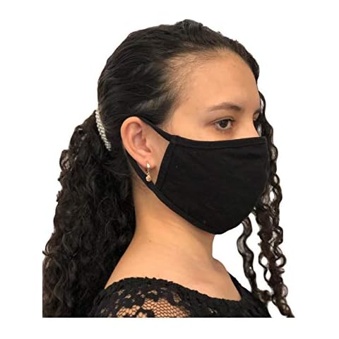 YSN Home Collection Face Mask Made of 100% Cotton Made in Europe, Cold Protection Face Mask, Dustproof Mask, Face Cover - Black - Medium Cover