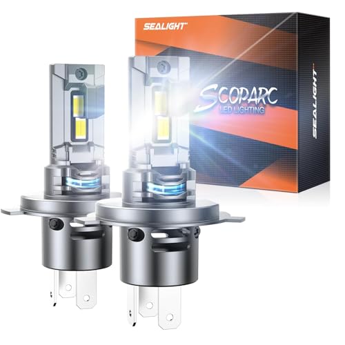 Image of SEALIGHT H4 Bulbs, 50000LM H4 9003 Light Bulbs with 14000RPM Cooling Fan, LED Fog Light, Plug-N-Play, Pack of 2
