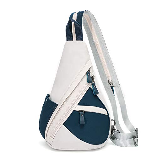 KL928 Nylon Sling Bag - Small Crossbody Backpack Shoulder Casual Daypack Multipurpose Rucksack for Men Women Nylon-l.grey+navy