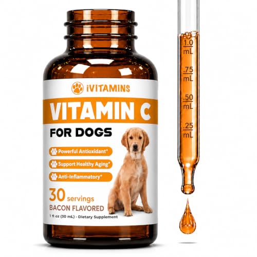 Vitamin C for Dogs | Helps with Improving Immune Health | Vitamin C for Dogs Liquid | Dog Immune Support | Dog Immune and Allergy Supplement | Dog Immune Booster | 1 oz Bacon Flavor