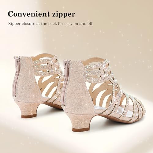 Image of LAURMOSA Little Girls Sandals High Heels Formal Shoes Open Toe Pump Sandals Glitter Party Wedding Shoes for Big Kids Toddler