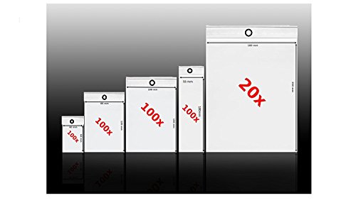 Assortiment de 420 sachets plastique à fermeture à zip Set de 5 tailles différentes lot de sac fermeture pression Cover