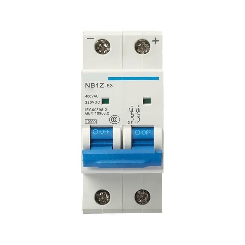 Disjoncteur NB1Z-63 2P double tension AC 400V et DC 220V pour coupure haute précision