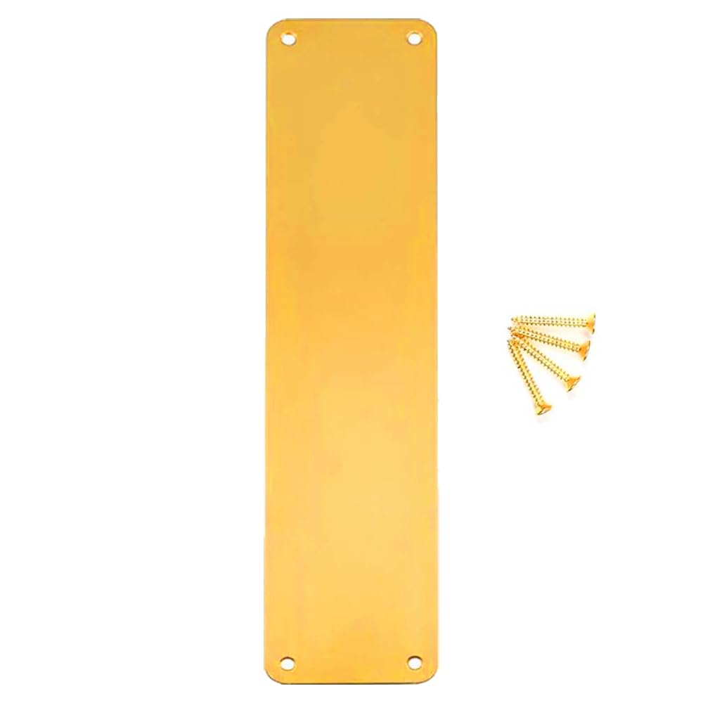 SISI UK Plaque de poussée de porte en laiton poli de style victorien - 300 mm x 75 mm - Pour portes intérieures avec vis