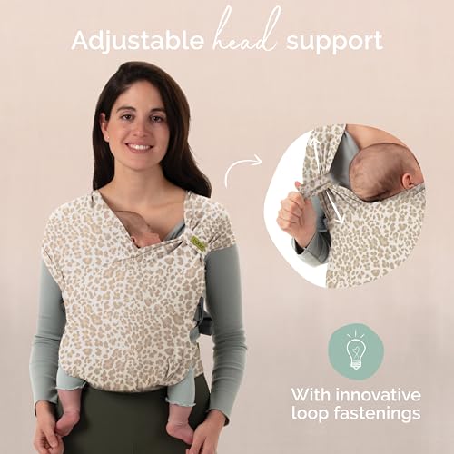 Image of Boba Bliss Pre-Wrapped Baby Carrier with Buckle - Newborn to 7-35 lbs Light, Breathable & Easy to Adjust Hybrid Infant Sling & Toddler Carrier - Certified Hip-Healthy for 0-18 Months - Sand Leopard