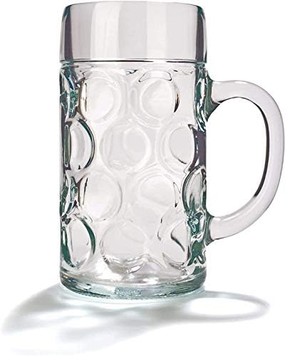 German Beer Stein Glass 2 Pint | Classic Beer Tankards, Beer Mugs, Beer Steins | 2 Pint Glass Beer Tankards by Chabrias Ltd