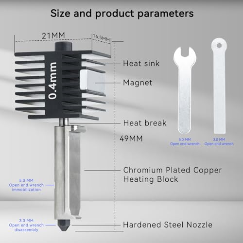Image of 3D Printer Hotend for Bambu Lab A1 Mini 0.4mm a1 Extrusion Head, Removable Hardened Steel 0.4mm Nozzle with High Temperature Resistant Silicone Sleeve