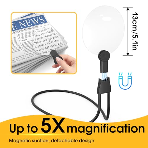Loupe mains libres grossissement 5x avec support IMICHI pour lecture - 5