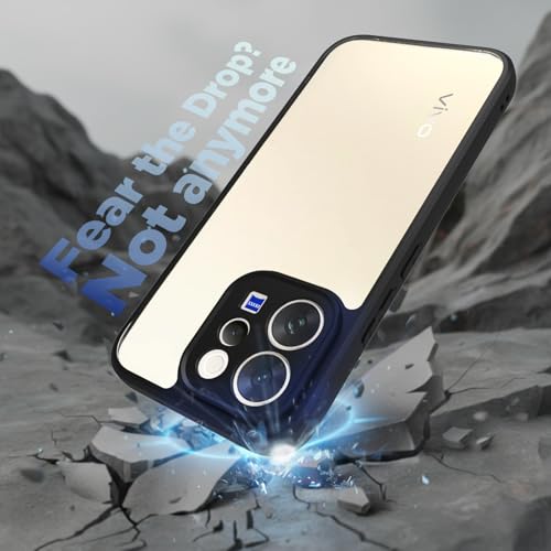 Image of RIGGEAR Shockproof Sleek Hybrid Armor Back Cover Case for Vivo V70 / V70 Elite 5G (Clear PC + Black TPU Bumper)