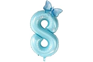 Cinnamoroll 40inch Light Blue Butterfly Number 8 Balloons