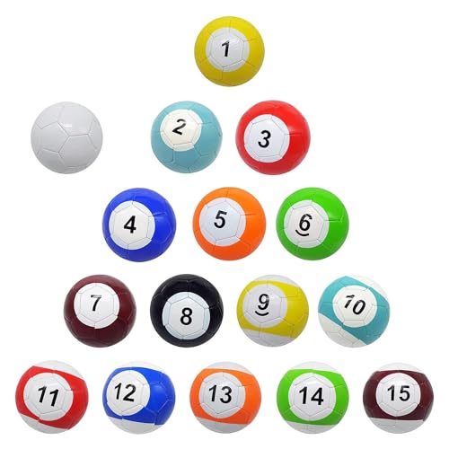 16pcs Calcio Gonfiabile Billiard Balls Set, Durevole PU Outdoor Snooker Gioco per Cortile, Sport Portatile intrattenimento per la Famiglia e Gli Amici