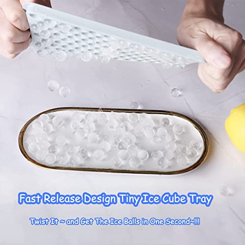 Miaowoof Mini Ice Cube Trays, 0.6in Small Maker for Freezer Easy Release, 104x4 PCS Ball Mold with Bin & Scoop, Tiny Tray Crushed Chilling Drinks Coffee Juice Cocktail - Image 3