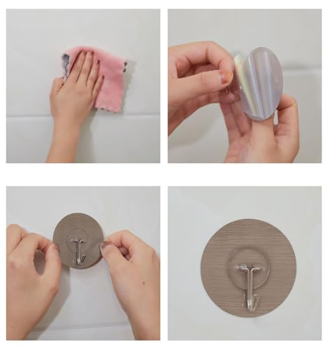 Image of Multi-Functional Self Adhesive Bathroom Towel Hooks Sticking Adhesive Hanger Round Strong Stainless Steel Hook for Decorative Room and Kitchen, Wall Hook (10)