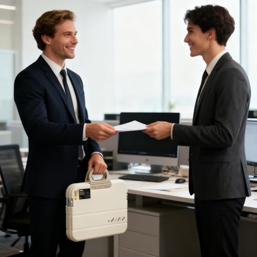 Cartera de papel con asa y diseño multicapa para documentos escolares 2
