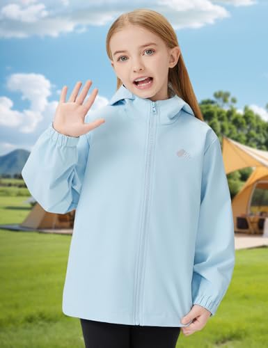 Image of Kids Rain Jacket Lightweight Waterproof Rain Coats Outerwear with Hood for Boys Girls Size 5-15