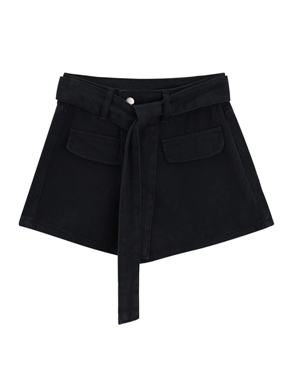 Falda Corta De Mujer - Jeans Falda Pantalones para Mujer Estilo Verano con Cinturón Falda Pantalones Talle Alto Chic Slim Mini Faldas Pantalones