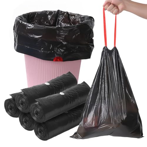Image of 100 Count Small Trash Bags,Tear-Free 4 Gal Garbage Bags, Separated Unscented White Small Trash Bags for Bathroom Bedroom Office Kitchen Trash Can, (Black)