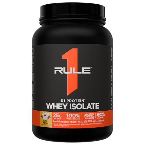 Image of Rule 1 Proteins R1 Protein Whey Isolate, Cafe Mocha, 22 Servings | 25g of Protein from Whey Isolates and Hydrolysate isolates for Workout Recovery and anytime use