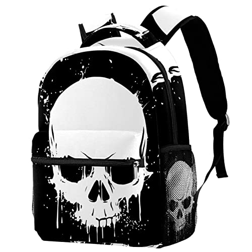 Mochila para portátil de calavera unisex: bolsa de viaje impermeable con diseño gótico