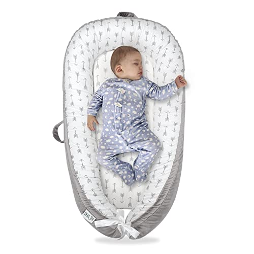 Image of Baby Lounger Baby Essentials Newborn Lounger,Soft Breathable Fiberfill Newborn Lounger Premium Quality and Bigger Size (0-12months) -Baby Registry Search(Arrow)