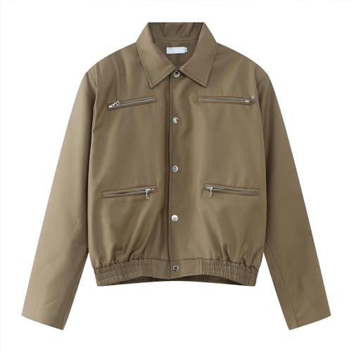 Veste pour hommes ample et zippée marron en taille XL confortable