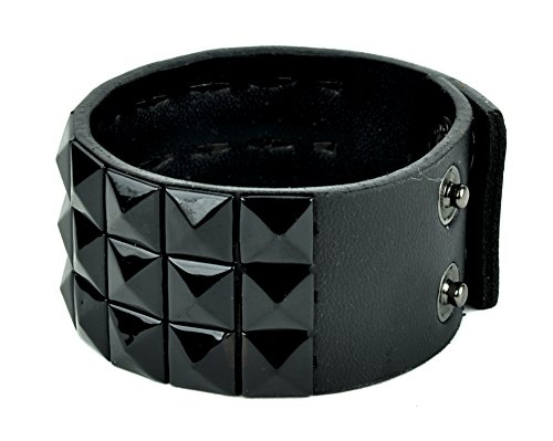 Black Pyramid Stud Wristband Gothic Jewelry Bracelet4