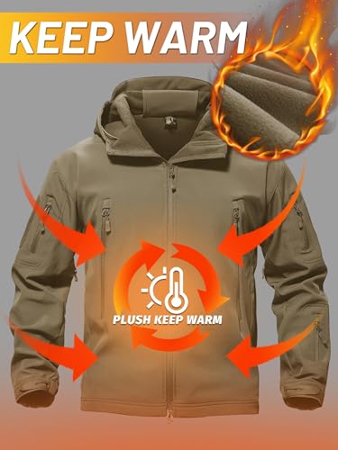 Image of TACVASEN Men's Special Ops Military Tactical Soft Shell Jacket Coat | Waterproof,windproof | Multi-pockets,adjustable hood | Ideal for rain,hiking,snow,ski