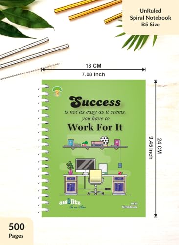 Image of amblitz Spiral Notebook | 18 X 24 CM | B5 Size | School /College Students's Choice for Note Making | 70 GSM Thick White Paper | Diary Size | Personal & Office Use | (500 Pages, UNRULED Notebook)
