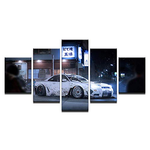 Voiture de course impression HD sur toile intissée 5 pièces art mural salon