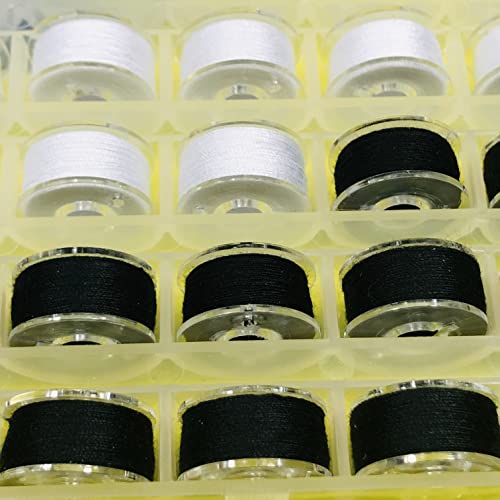25 Pcs Bobbins for Sewing Machine Black & White Sewing Machine Thread - Image 2