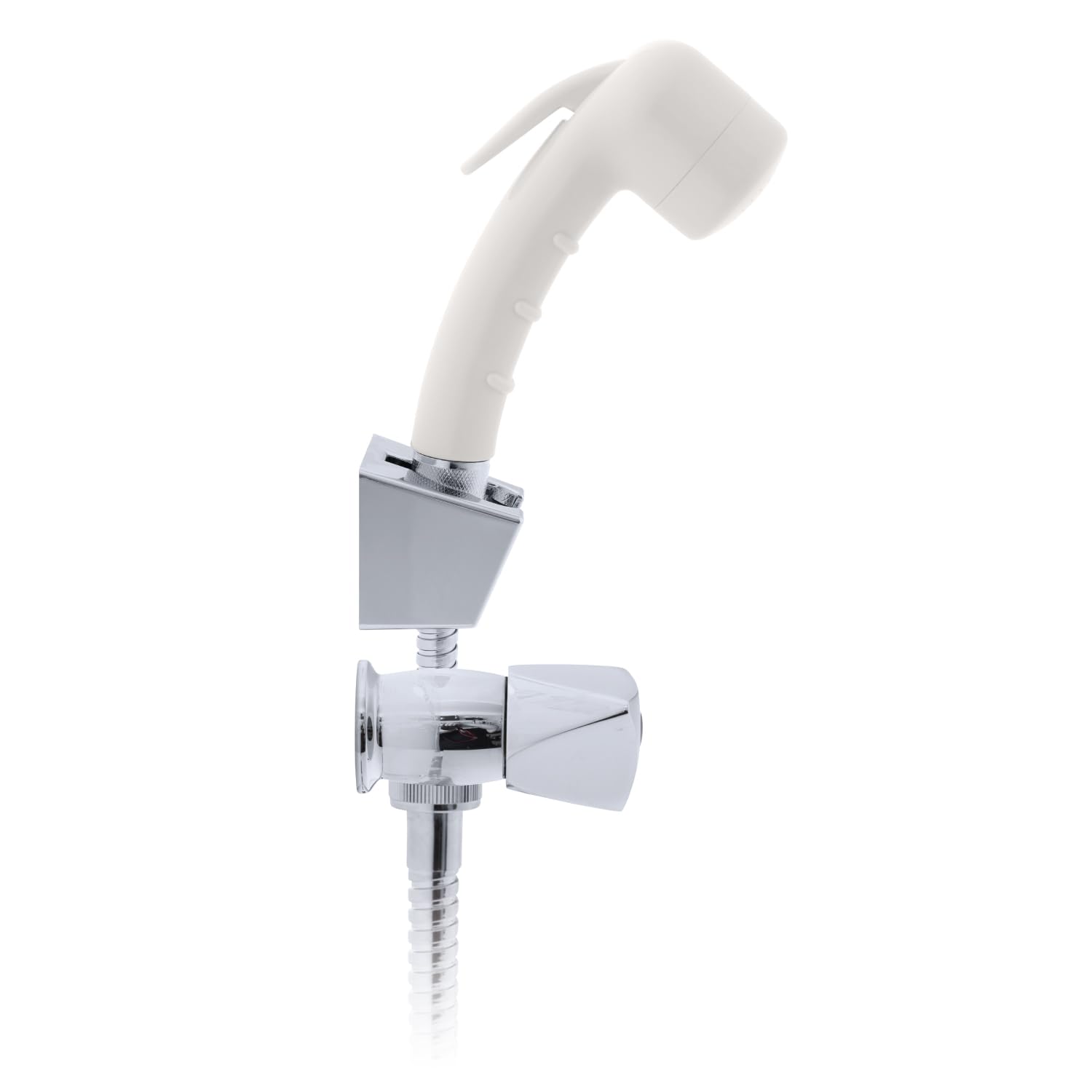 Ambassador Marine Trinidad- 2H External Shower Mixer (Small Warm White Sprayer, 6' Stainless Steel Hose) (Chrome/Warm White) - 134-0207-CW-W