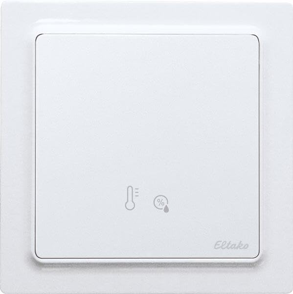 Sensor de temperatura Eltako FFT55EB-pm plano a batería y sin cables en color blanco mate