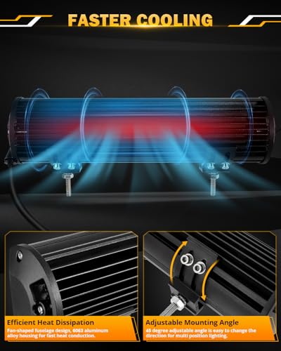 Image of Auxbeam 12 Inch LED Light Bar, 6 Modes Strobe Amber Pod Lights Yellow Fog Light Dual Color Spot Flood Offroad Driving Lights, Memory Function LED Work Lights for Truck Car ATV