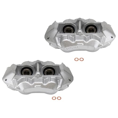 Image of TRQ Front Driver and Passenger Side Brake Caliper Set Caliper Brackets Hardware Compatible with 1965-1982 Chevrolet Corvette