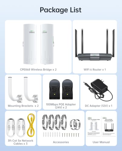 UeeVii WiFi 6 Wireless Bridge CPE868, 5KM Dual Gigabit Point to Point Kit - image 9