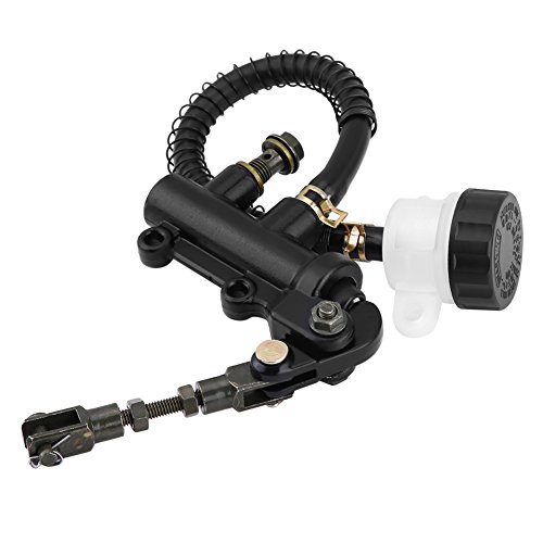 Akozon Bomba de freno de pie trasero Freno de pie trasero plegable Depósito de bomba de cilindro maestro hidráulico para moto ATV Dirt Bike