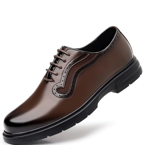 Mens Genuine Leather Wingtip Brogue Lace Up Dress Oxford Shoes Lightweight Non Slip Derby Shoes for Formal Business Wedding