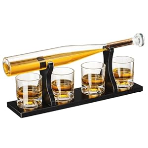 Baseball Gifts for Men, Baseball Bat Whiskey & Wine Decanter 4 Glasses, Spirits Set – Baseball Coach Gifts, Baseballs Lovers Coaches, Dad, Boyfriend, Brother, Friend Gift – Birthday Liquor Tequila