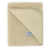 emma & noah Merino Kuscheldecke Baby aus 100% Wolle (Merino), weiche Teddyfell Decke, wärmend & atmungsaktiv, Babydecke für Zuhause & Kinderwagen (75x95cm) (Essential Beige)