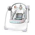 Bright Starts Altalena Automatica Portatile a 6 Velocità per Bambini, Compatta e Pieghevole, Musica, Barra Giocattoli, 0-9 Mesi 3-9 kg (Whimsical Wild)