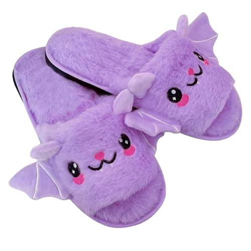 Pantuflas infantiles baratas de halloween murciélago lindas de peluche zapatillas de invierno cálidas para niños y niñas, zapatillas de fantasía regalo ultra-Soft baratas, Pp1, Talla única