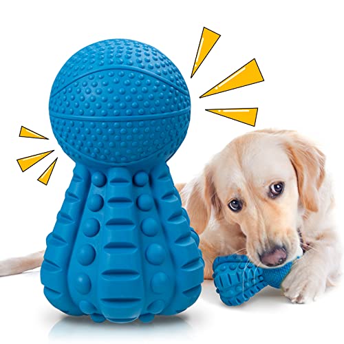 Hundespielzeug Unzerstörbares für Aggressive Kauer, Hunde Kauspielzeug, Ungiftig, Robust, Naturkautschuk, Quietschend, für mittelgroße und große Hunde- Blau Cover