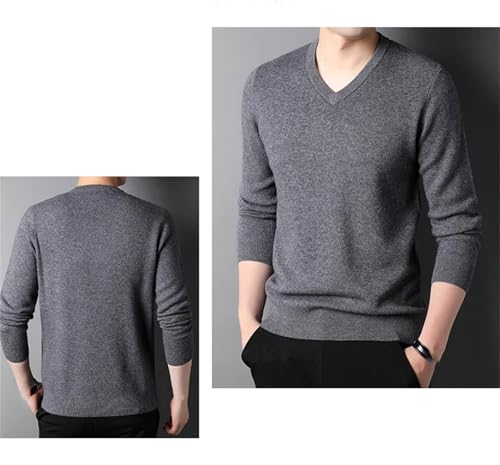 Men Spring Fashion Pullovers V Neck Long Sleeved Stretch Business Classics Knit Top3