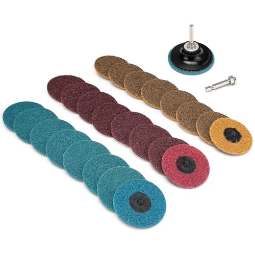 25Pcs 3 inch Roloc Sanding Discs Set,Fine Medium Coarse Grit Discs Surface Conditioning Discs R-Type Quick...