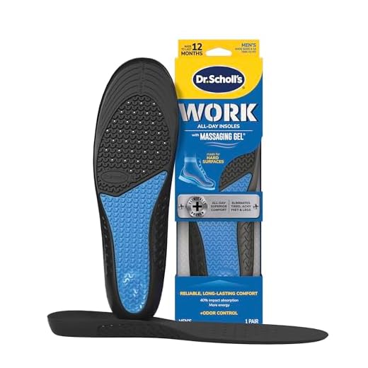 Dr. Scholl's WORK Massaging Gel Insoles // All-Day Shock Absorption and Cushioning for Hard Surfaces (Packaging May Vary), Men's 8-14 (Pack of 1)