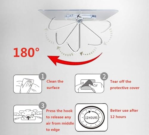 Image of TEKCOOL Adhesive Hooks 13.2LB(Max) Heavy Duty Self Adhesive Hooks Transparent Waterproof and Oilproof Wall Hooks for Kitchen Bathroom Shower Door Outdoor Home Improvement Utility Hook 20 Pack'